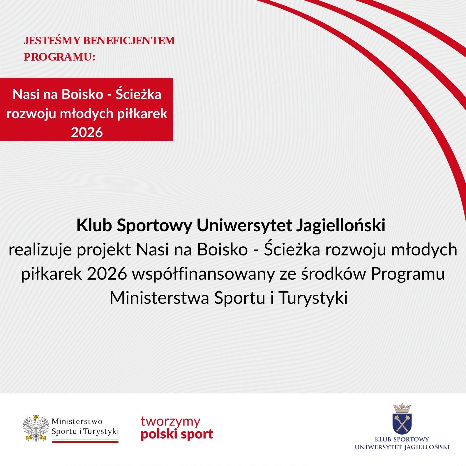 SS KS UJ uzyskało dofinansowanie ze środków Ministerstwa Sportu i Turystyki
